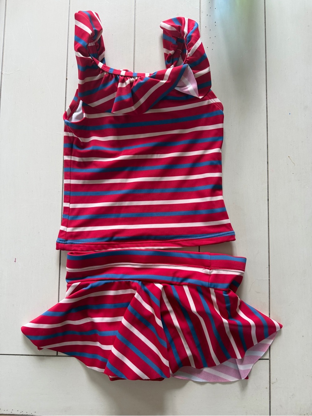 Hanna Andersson Pink, White & Blue Striped Two-Piece Swim Set